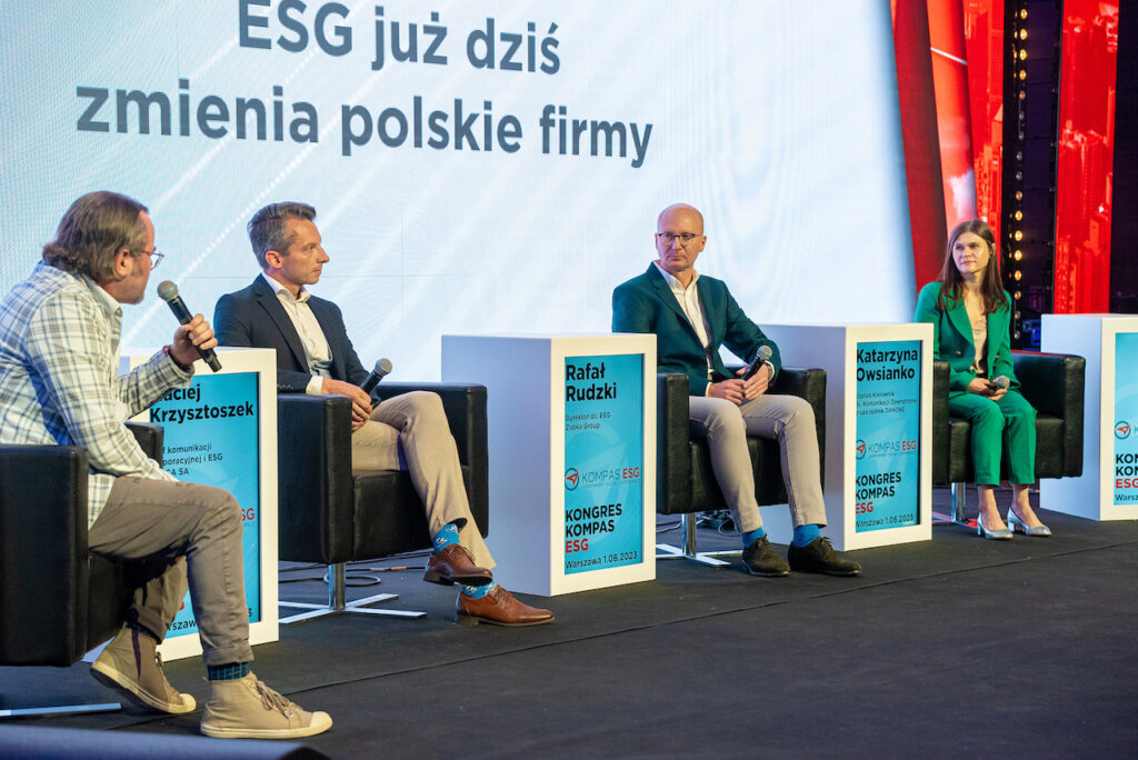 Katarzyna Owsianko. Maciej Krzysztoszek i Rafał Rudzki podczas Kongresu Kompas ESG.